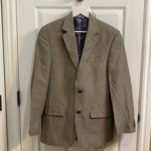 Michael Kors Linen Blend Men’s Sand Blazer Paisley Lining Size 36 R Junior Prom